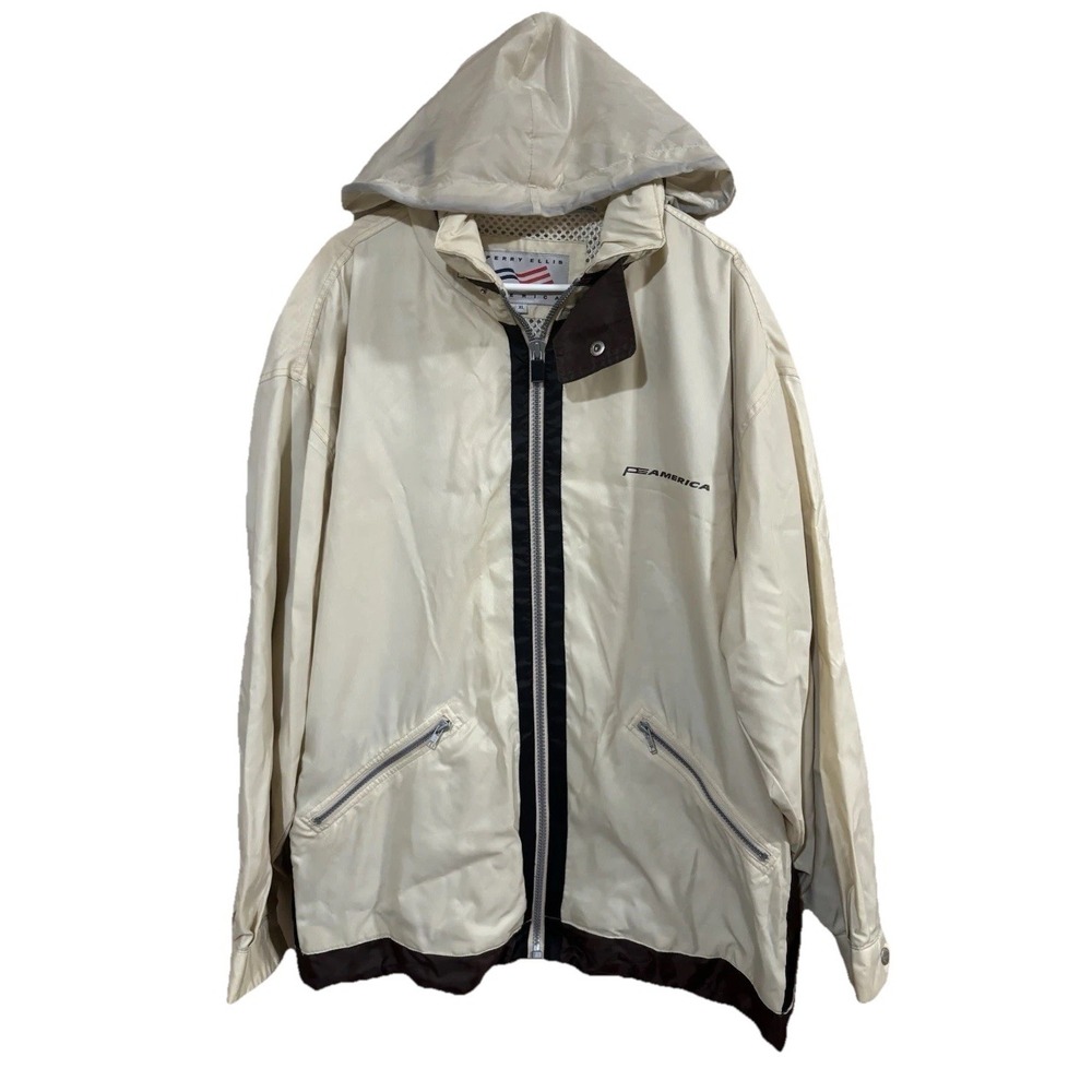 Vintage Perry Ellis America Windbreaker‎ Jacket XL Men's 90s Pullover Hooded Y2K